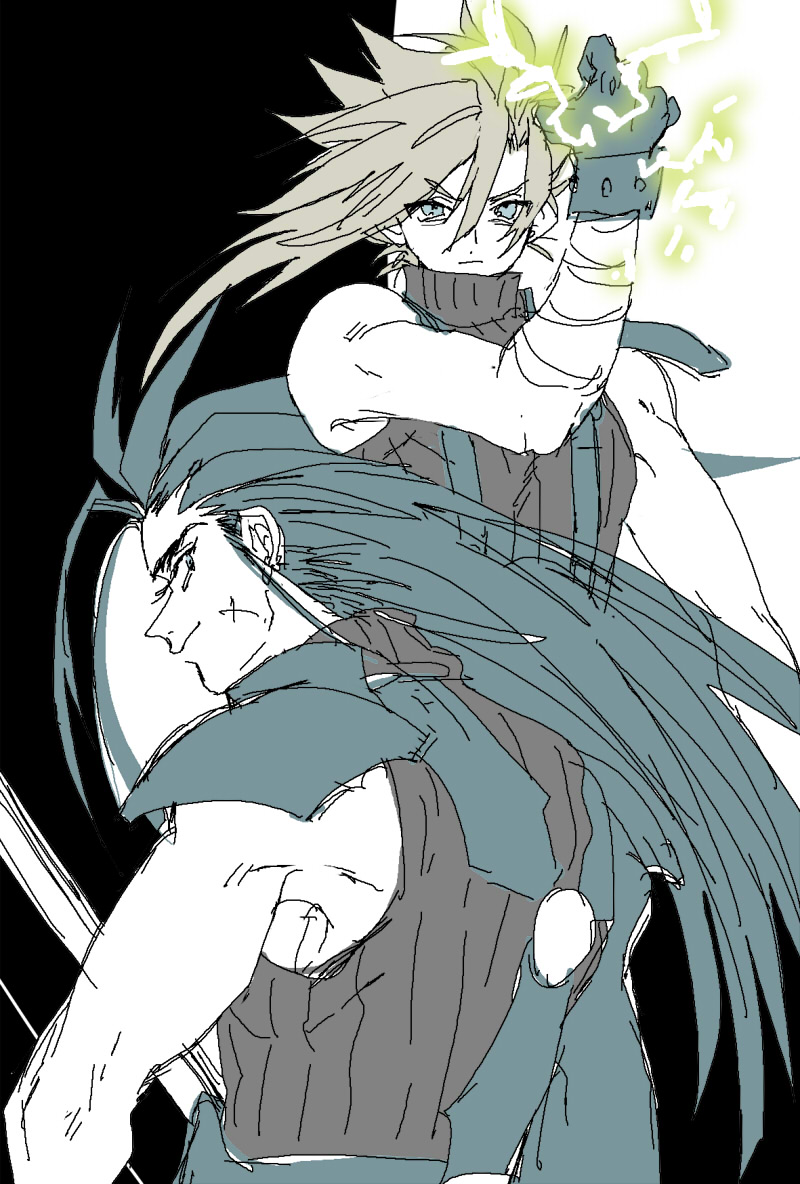 cloud strife and zack fair (final fantasy and 1 more) drawn by zc_furuya