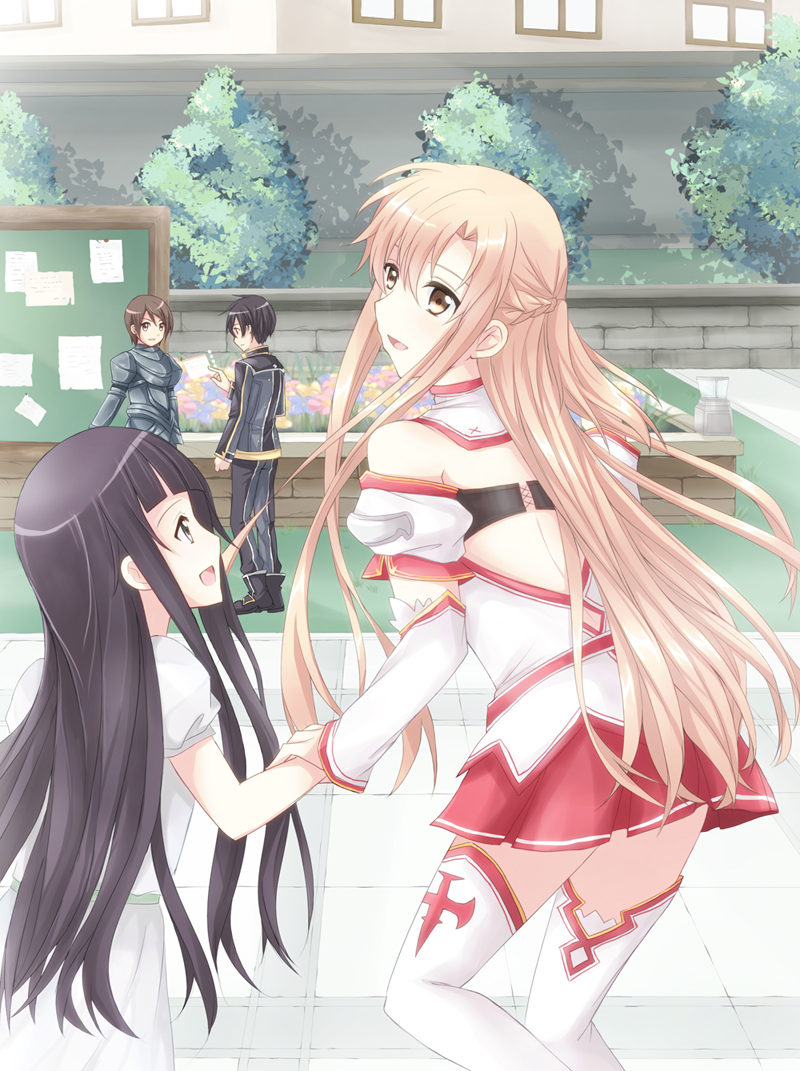 asuna, kirito, and yui (sword art online) drawn by misuzu_(iridescence)