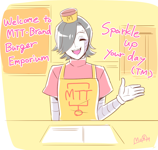 mettaton, mettaton ex, and burgerpants (undertale) drawn by hato_moa