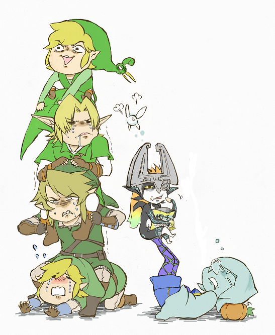 link, midna, toon link, navi, fi, and 1 more (the legend of zelda and 4 more) drawn by gohan_(horth-waribasi)