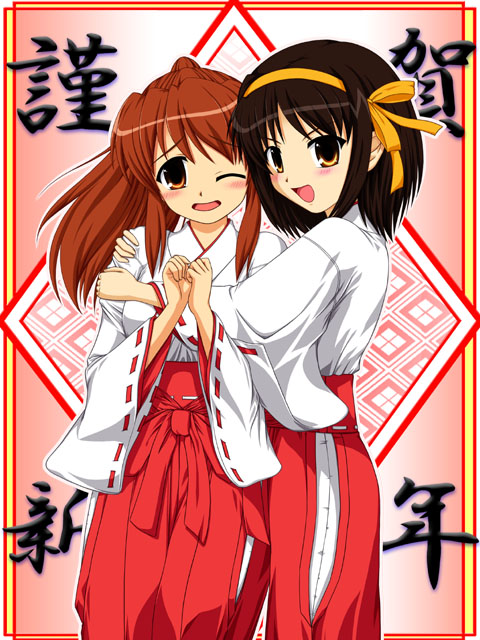 suzumiya haruhi and asahina mikuru (suzumiya haruhi no yuuutsu)
