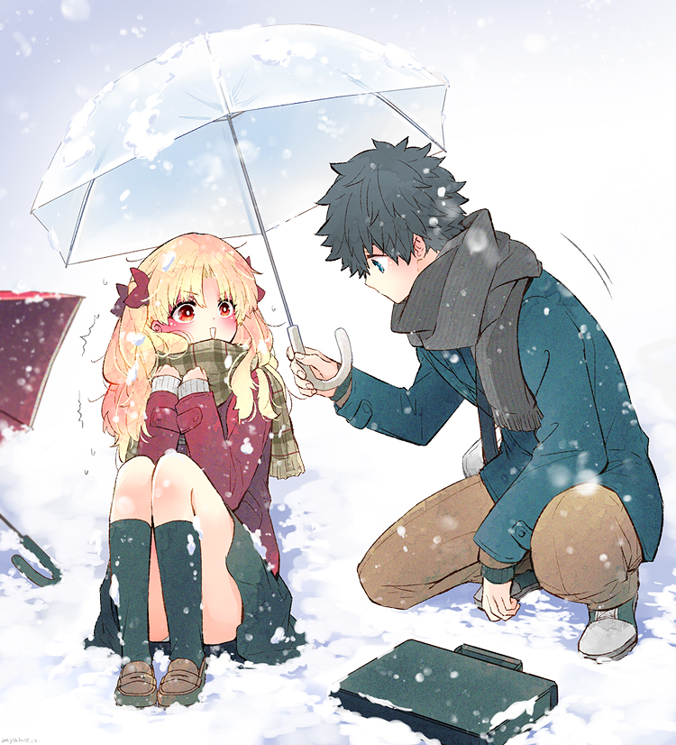 fujimaru ritsuka and ereshkigal (fate and 1 more) drawn by azumi_(myameco)