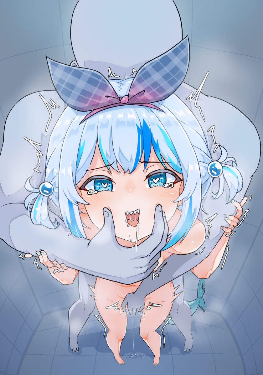 gawr gura (hololive and 1 more) drawn by moral_cacoethes