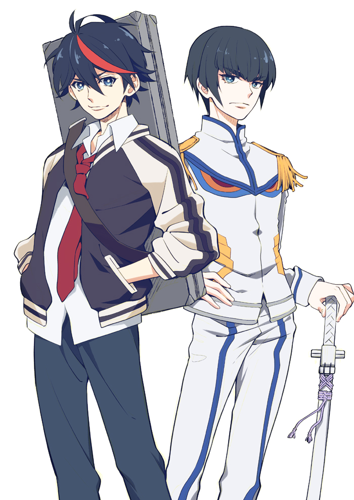 matoi ryuuko, kiryuuin satsuki, and junketsu (kill la kill) drawn by peperonchiino_takuma