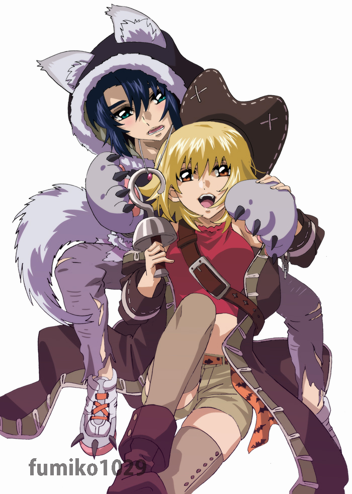 cagalli yula athha and athrun zala (gundam and 1 more) drawn by fumiko_(mesushi)