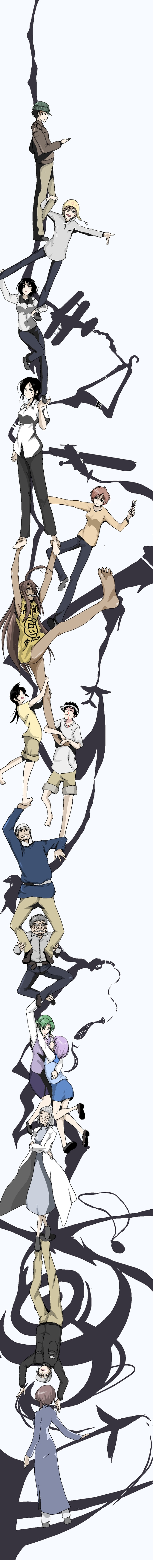 hatsuseno alpha, takatsu kokone, takahiro, shiro, ojisan, and 3 more (durarara!! and 2 more) drawn by yukky_snow