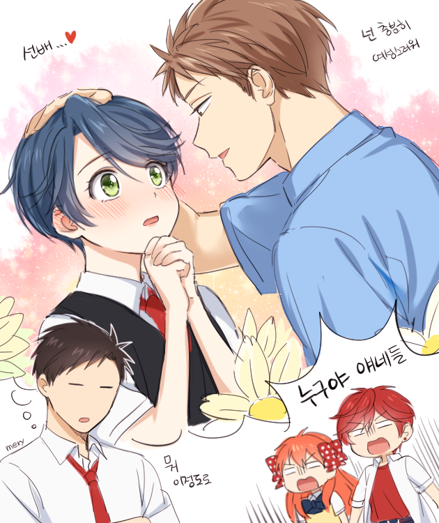 sakura chiyo, kashima yuu, nozaki umetarou, hori masayuki, and mikoshiba mikoto (gekkan shoujo nozaki-kun) drawn by mery_(yangmalgage)