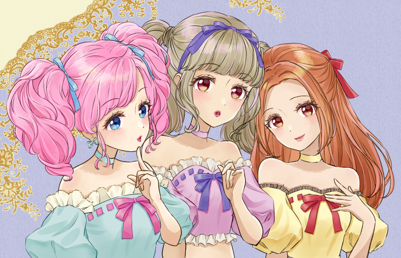 amahane madoka, kiseki raki, and otoshiro noel (aikatsu! and 1 more) drawn by hoshina_hoshimi