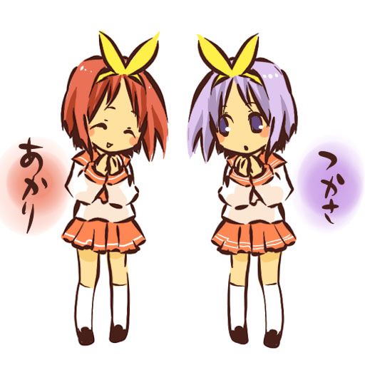 hiiragi tsukasa and kamigishi akari (lucky star and 1 more) drawn by hitec