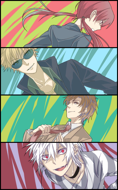 accelerator, musujime awaki, tsuchimikado motoharu, unabara mitsuki, and etzali (toaru majutsu no index and 1 more) drawn by issa_(sorako45)