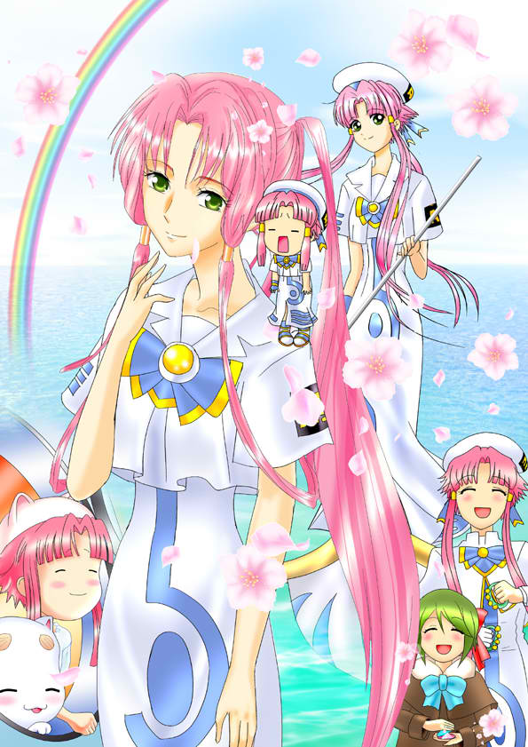 mizunashi akari, aria pokoteng, and aino ai (aria) drawn by luna_rune