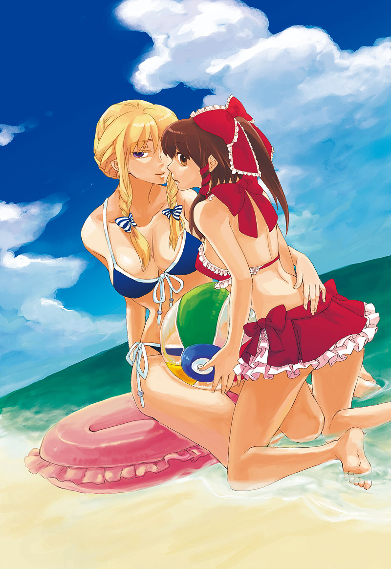 hakurei reimu and yakumo yukari (touhou) drawn by gacha-pinn126