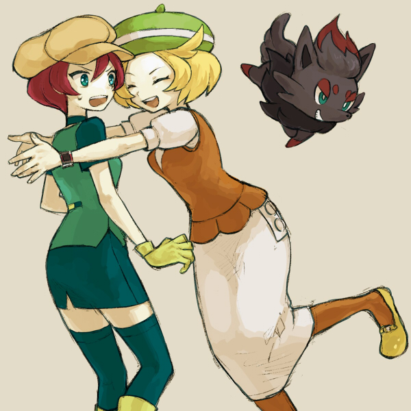 bianca, zorua, and georgia (pokemon and 1 more) drawn by sawawa
