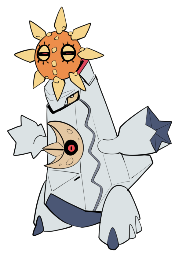 duraludon, lunatone, and solrock (pokemon) drawn by sido_(slipknot)