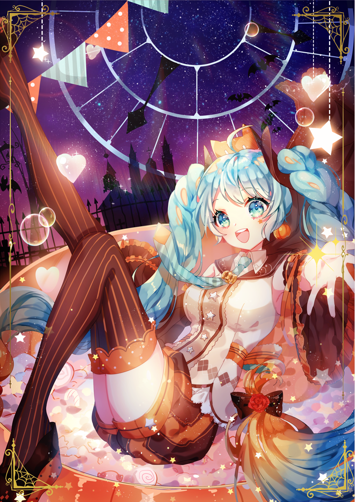 hatsune miku and trick or miku (vocaloid) drawn by shina_(sbk951121)