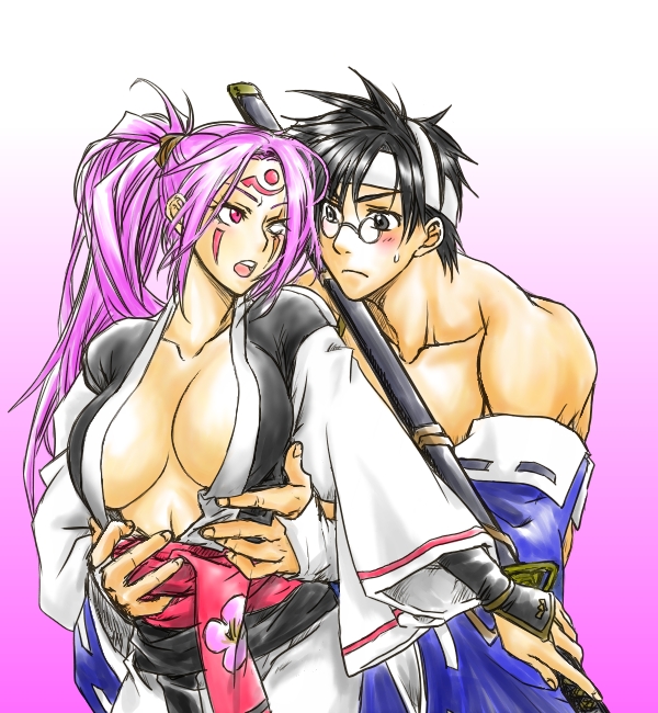 baiken and mito anji (guilty gear) drawn by ahomira