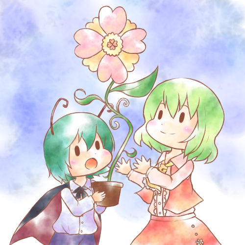kazami yuuka and wriggle nightbug (touhou) drawn by kuzugitsune_(inarikami)