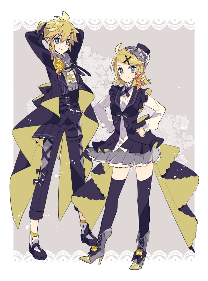 kagamine rin and kagamine len (vocaloid) drawn by yoshiki