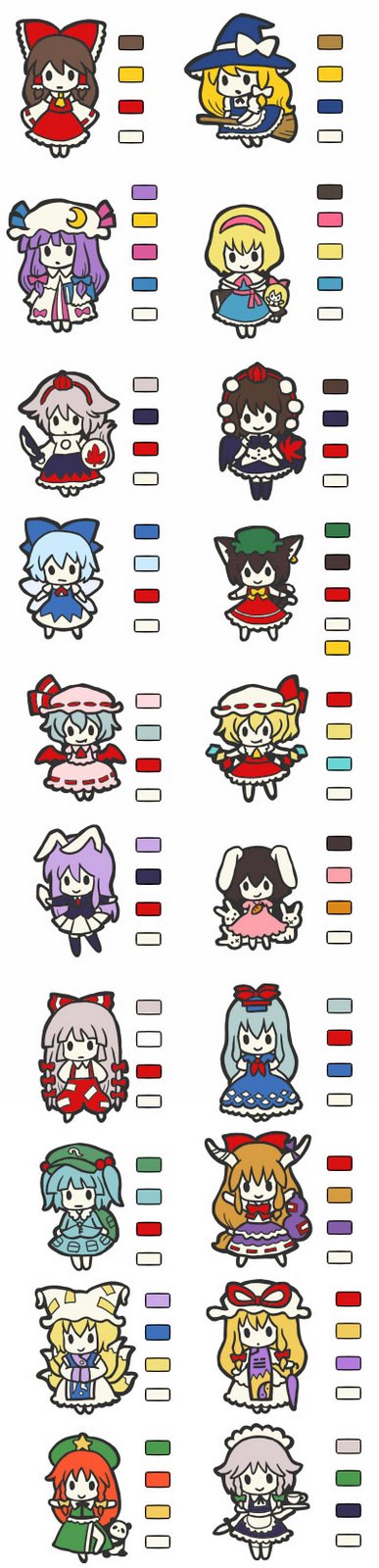 hakurei reimu, kirisame marisa, remilia scarlet, flandre scarlet, izayoi sakuya, and 15 more (touhou) drawn by girotin_ginza