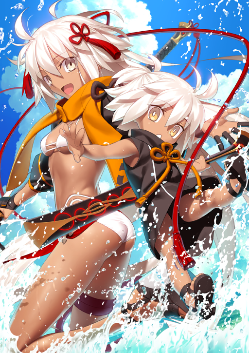okita souji, okita souji alter, and rengoku (fate and 1 more) drawn by takeuchi_takashi