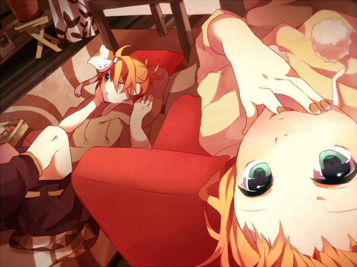 kagamine rin and kagamine len (vocaloid) drawn by makoji_(yomogi)