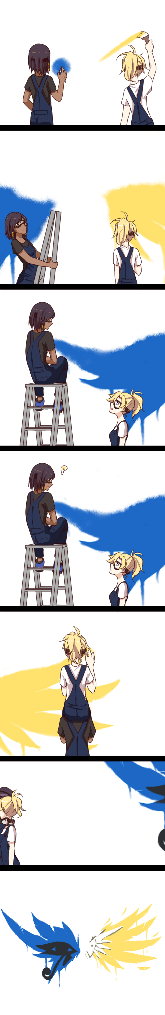 mercy and pharah (overwatch and 1 more) drawn by nyasa