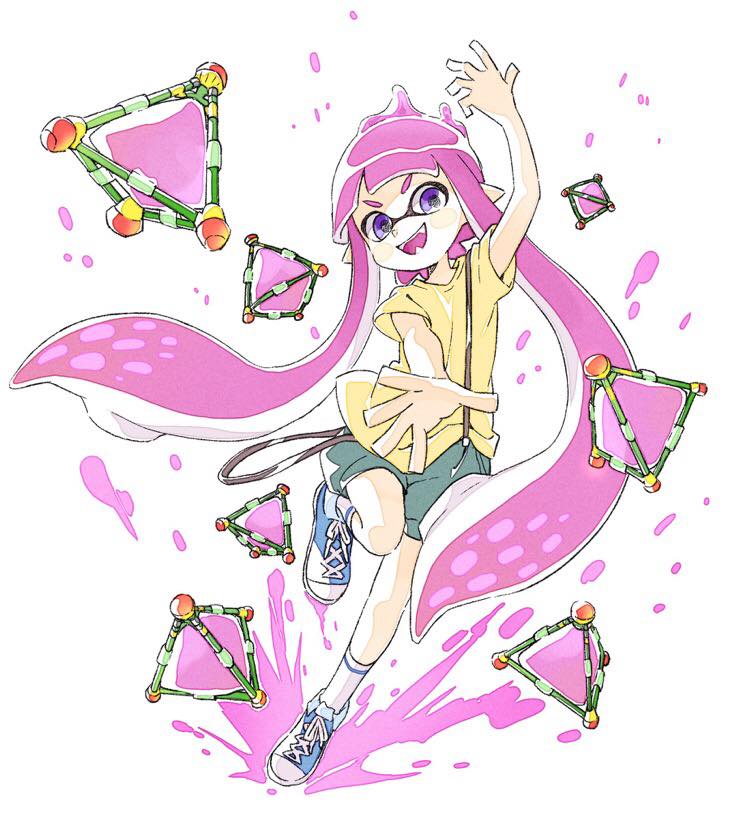 inkling player character and inkling girl (splatoon) drawn by sen_squid