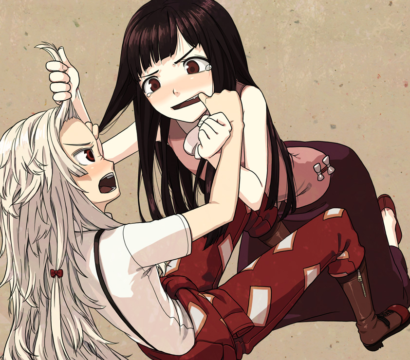 fujiwara no mokou and houraisan kaguya (touhou) drawn by itsutsu