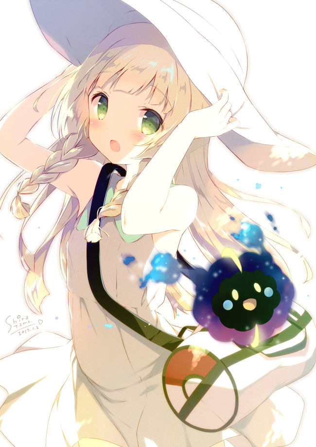 lillie and cosmog (pokemon and 1 more) drawn by shiratama_(shiratamaco)