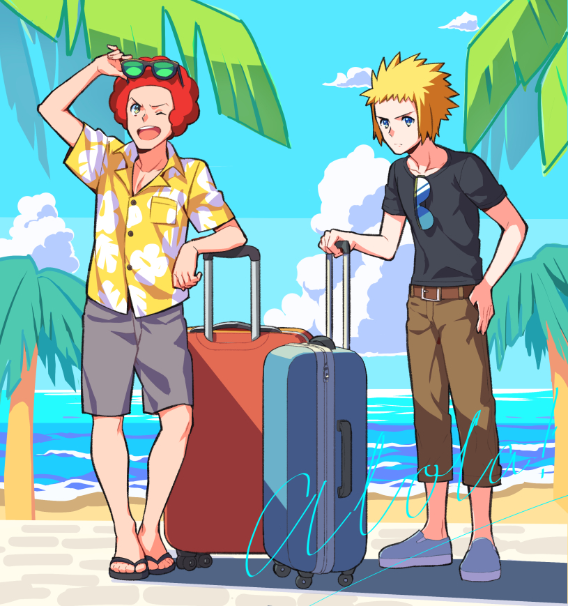 volkner and flint (pokemon and 1 more) drawn by kurochiroko