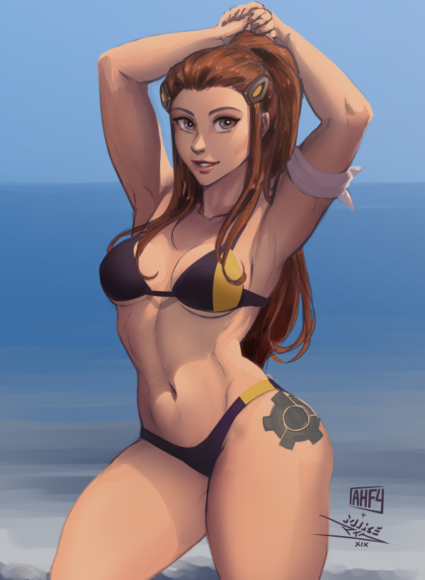 brigitte (overwatch and 1 more) drawn by iahfy and vashperado