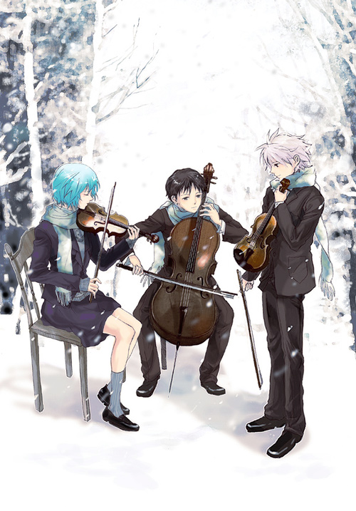 ayanami rei, ikari shinji, and nagisa kaworu (neon genesis evangelion and 1 more) drawn by niko_(silent.whitesnow)