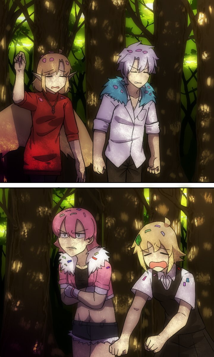fujimaru nicholas, fujimaru meave, fujimaru helena, and fujimaru zoe (original and 2 more) drawn by lazyartlazy12