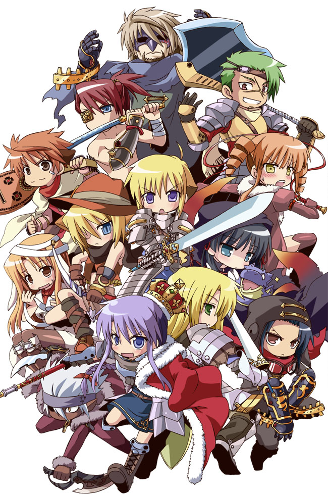 curse maker, bushidou, paladin, medic, dark hunter, and 4 more (sekaiju no meikyuu and 1 more) drawn by uraichishi