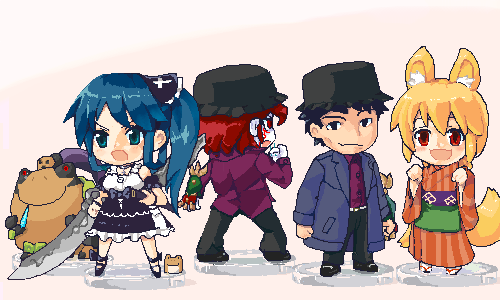 yatsuga iru, tatsuhari, saki, and oogama (original) drawn by nanasuke
