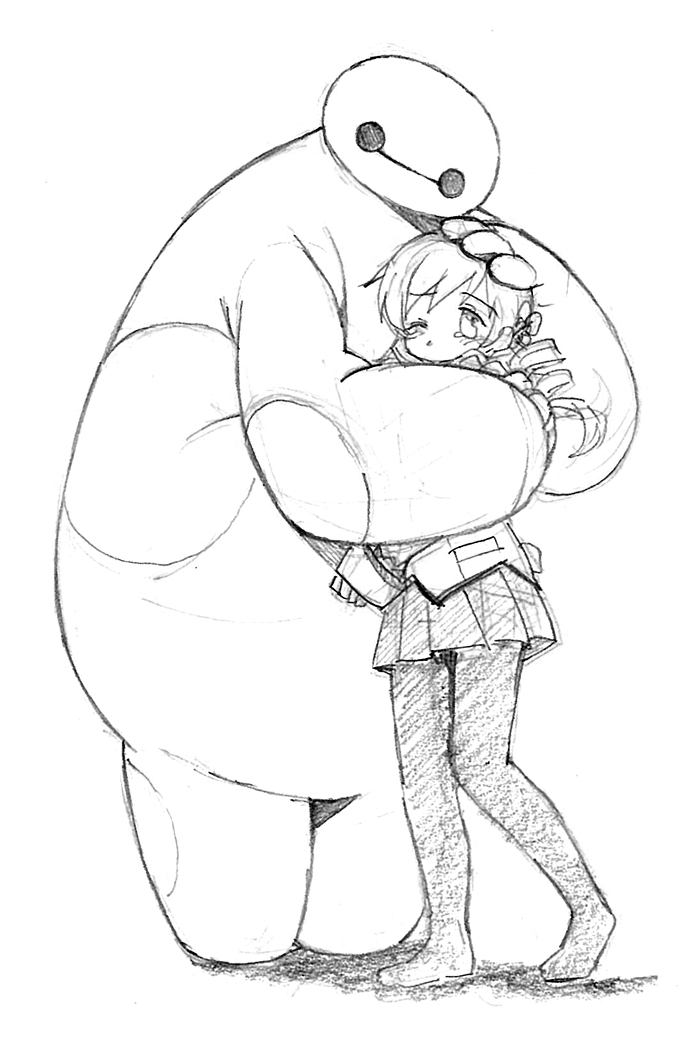 tomoe mami and baymax (mahou shoujo madoka magica and 1 more) drawn by hobbang