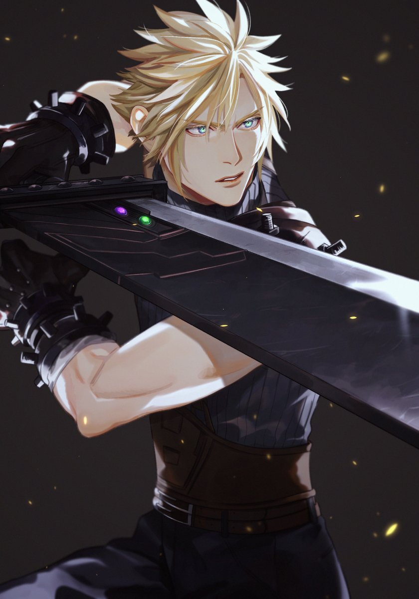 cloud strife (final fantasy and 2 more) drawn by boooshow