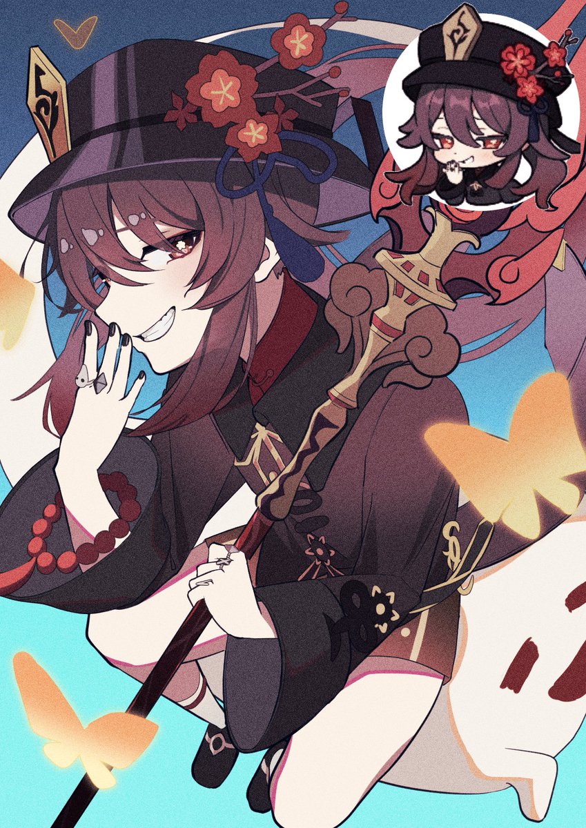 hu tao and boo tao (genshin impact) drawn by homake