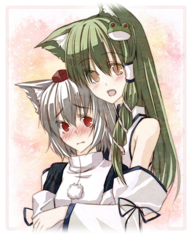 kochiya sanae and inubashiri momiji (touhou) drawn by shiren_(monochrome_structure)