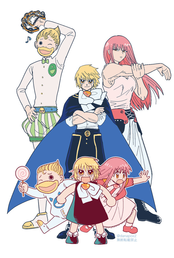 gash bell, tio, and kanchome (konjiki no gash!! and 1 more) drawn by danapox