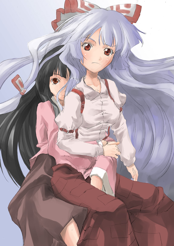fujiwara no mokou and houraisan kaguya (touhou) drawn by yohane