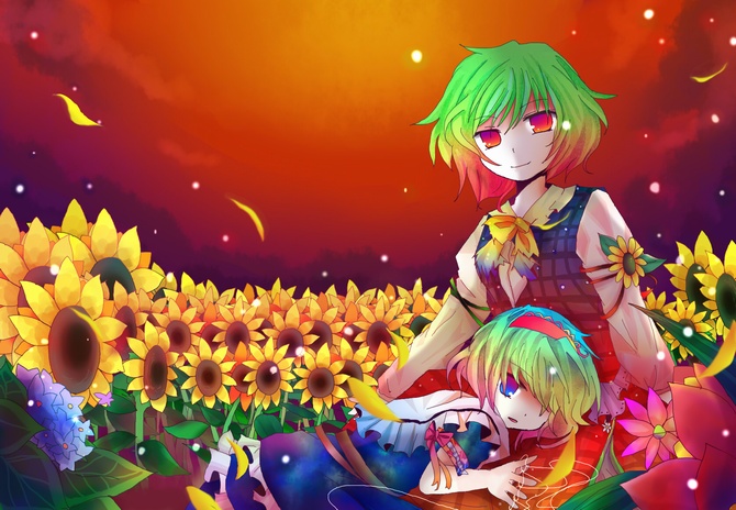 alice margatroid and kazami yuuka (touhou) drawn by kazu_(muchuukai)