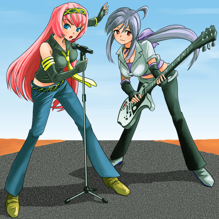 megurine luka and yowane haku (vocaloid and 1 more) drawn by ren-chan