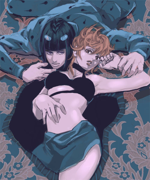 bruno bucciarati and trish una (jojo no kimyou na bouken and 1 more) drawn by tamamura