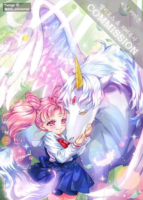 chibi usa, helios, and pegasus (bishoujo senshi sailor moon and 1 more) drawn by elemental