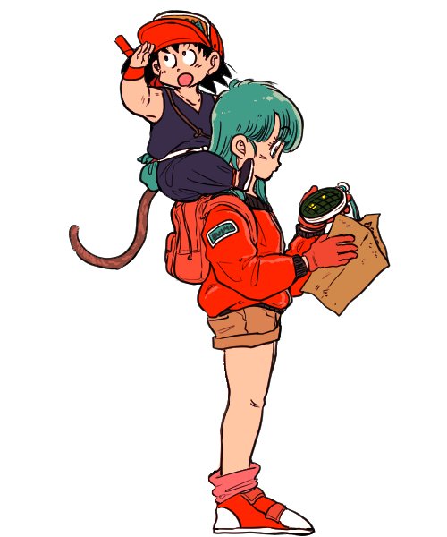 son goku and bulma (dragon ball) drawn by aida_kaiko