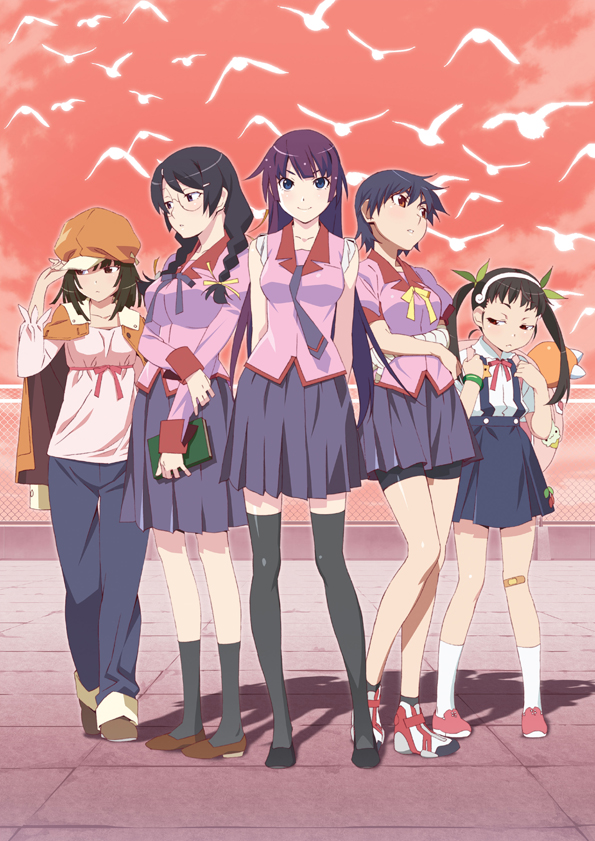 senjougahara hitagi, hanekawa tsubasa, sengoku nadeko, hachikuji mayoi, and kanbaru suruga (monogatari and 1 more) drawn by watanabe_akio