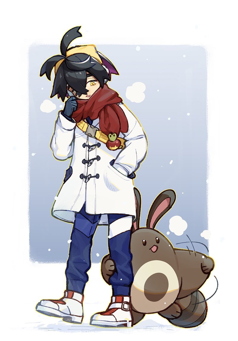 kieran, applin, and sentret (pokemon and 1 more) drawn by hi-fi_(fijazzy)