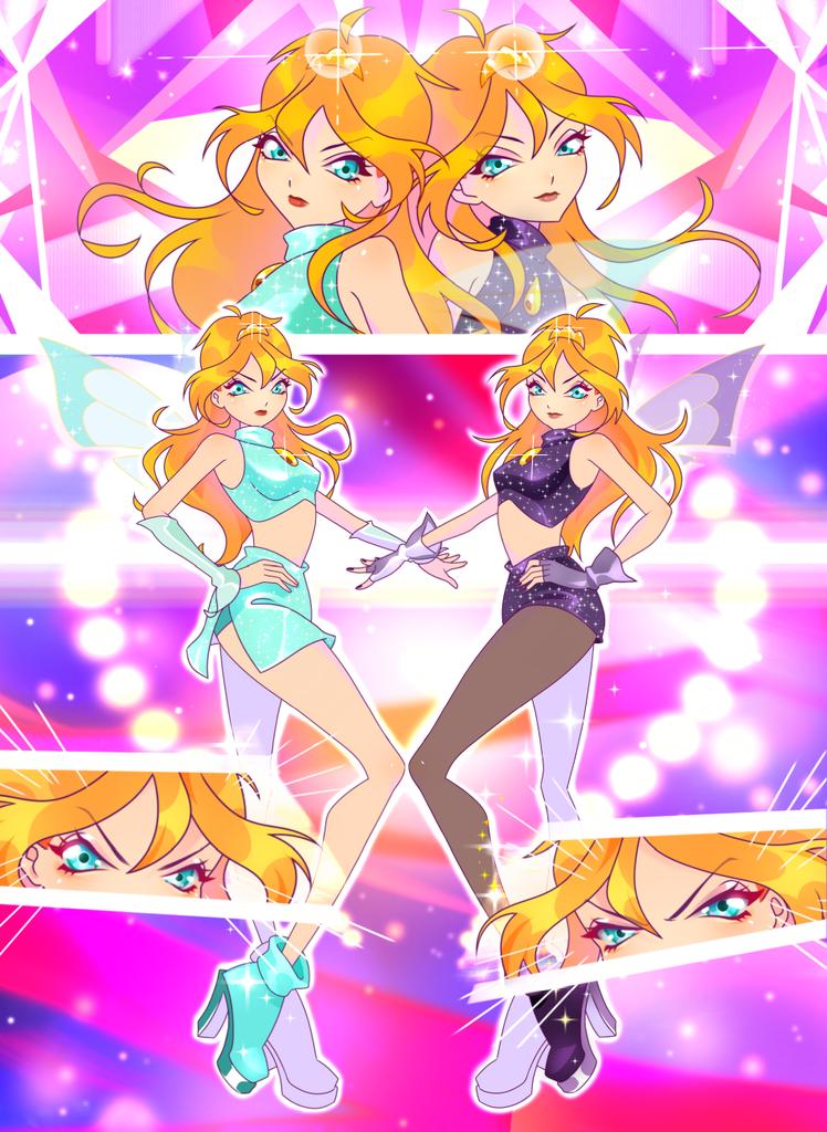 bloom and dark bloom (winx club) drawn by chocofish
