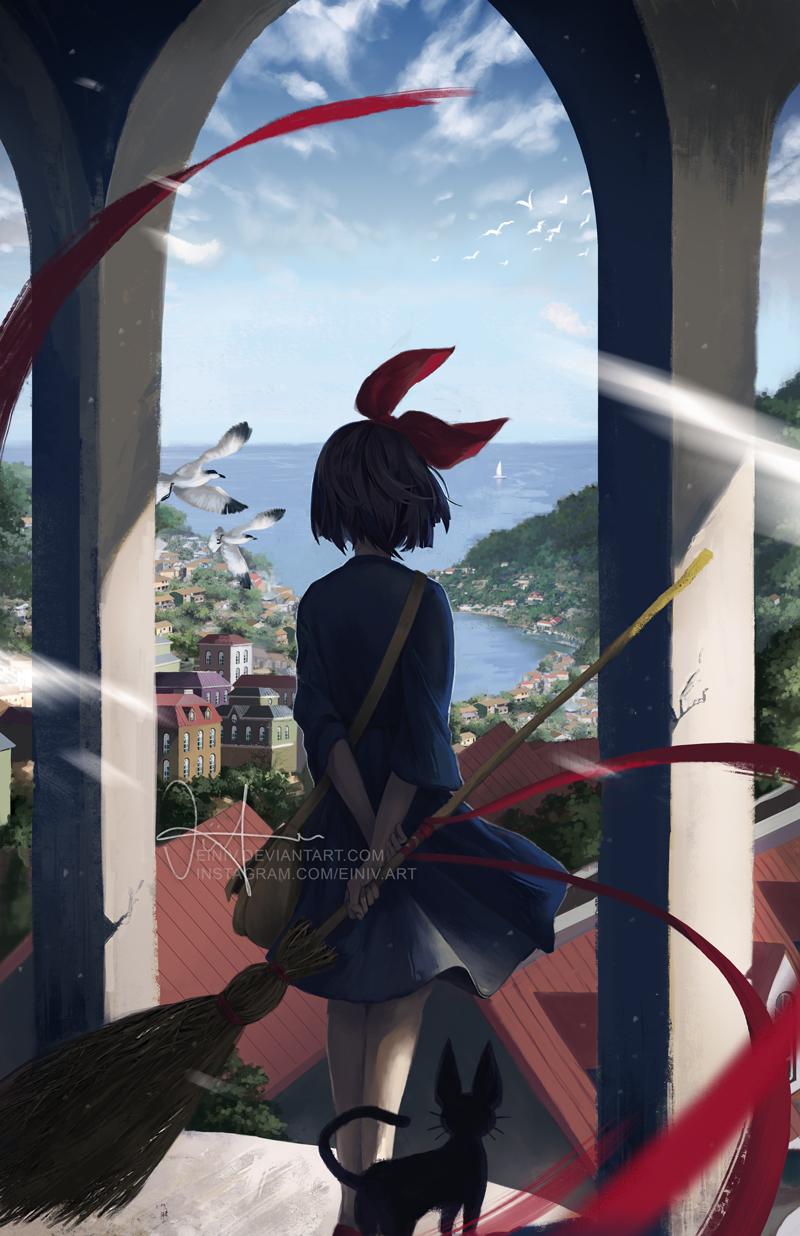 kiki and jiji (majo no takkyuubin) drawn by einiv